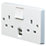 Crabtree Capital 13A 2-Gang DP Switched Socket + 2.1A 2-Outlet Type A USB Charger White