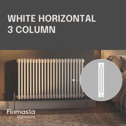 Flomasta 600mm x 1190mm 5160BTU White Horizontal 3 Column Radiator