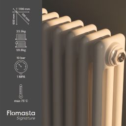 Flomasta 600mm x 1190mm 5160BTU White Horizontal 3 Column Radiator