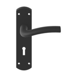 Cooke & Lewis Corfe Lever on Backplate Lockable Handle Pair Matt Black