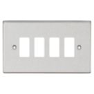 Knightsbridge  4-Module Grid Faceplate Brushed Chrome