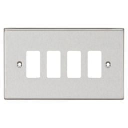 Knightsbridge  4-Module Grid Faceplate Brushed Chrome