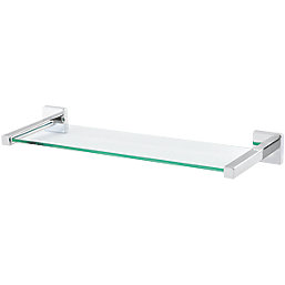 Linear Chrome Steel Glass Shelf 480mm x 52mm x 155mm