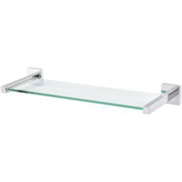 Essentials Linear Chrome Steel Glass Shelf 480mm x 52mm x 155mm