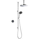 Mira Platinum HP/Combi Ceiling-Fed Dual Outlet Black / Chrome Thermostatic Wireless Digital Mixer Shower