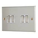 Contactum iConic 10AX 4-Gang 2-Way Light Switch  Brushed Steel with White Inserts