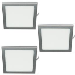 VEW Slim Square LED Cabinet Lights Silver 3W 150lm 3 Pack