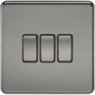 Knightsbridge  10AX 3-Gang 2-Way Light Switch  Black Nickel