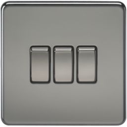 Knightsbridge  10AX 3-Gang 2-Way Light Switch  Black Nickel