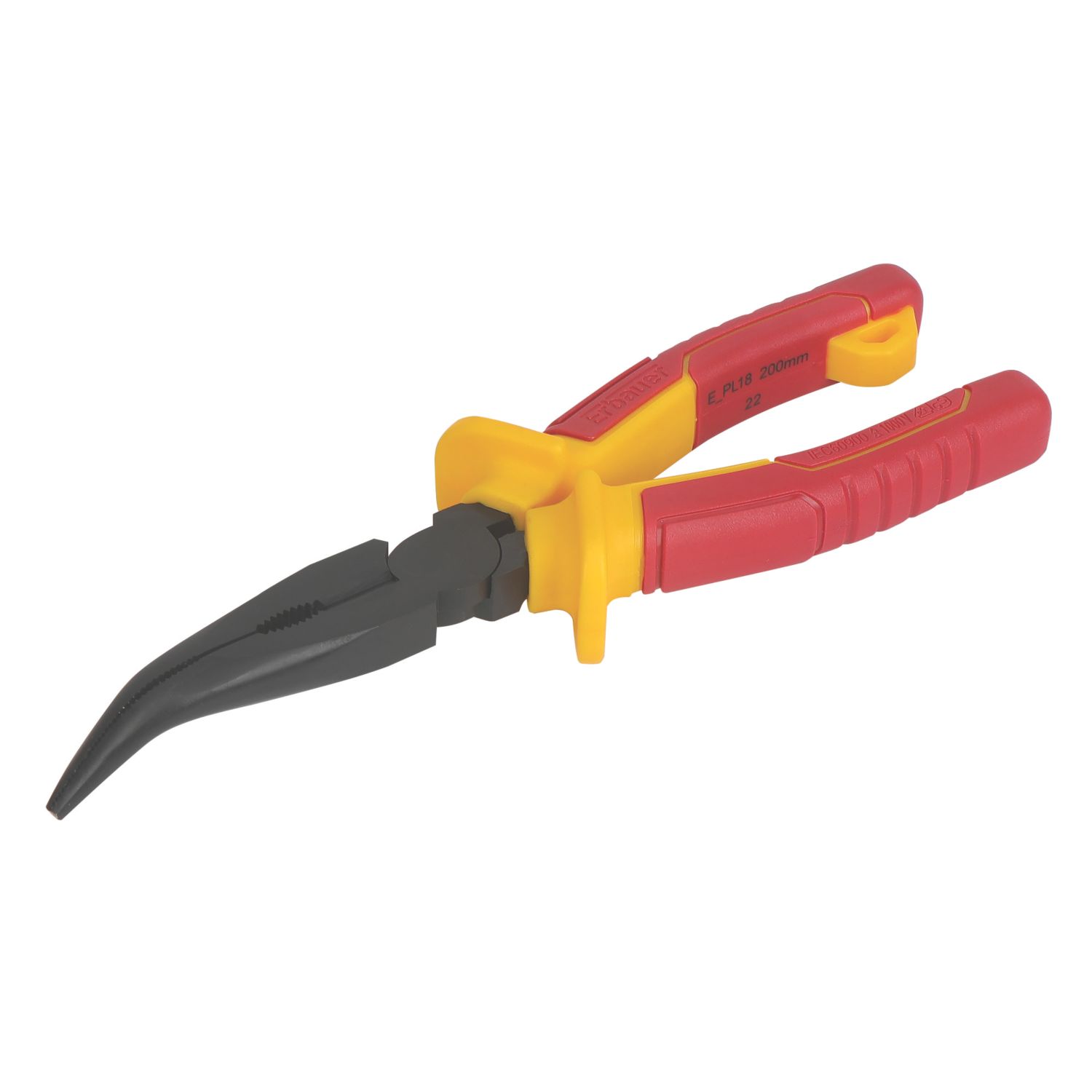 Erbauer VDE Bent Long Nose Pliers 8" (200mm) (550XH)