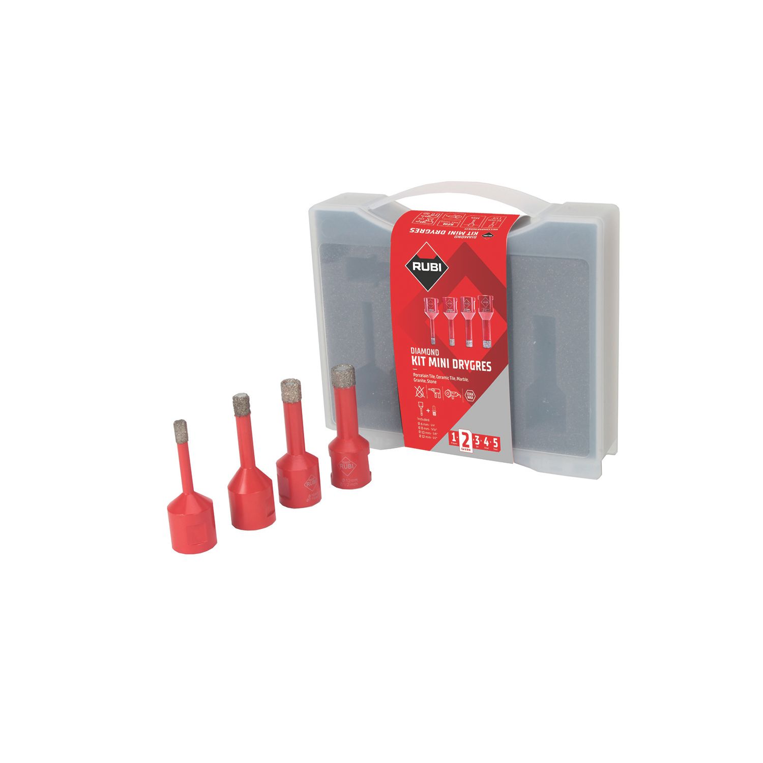 Rubi Drygres Dry Cut Diamond Tile Drill Bit Set 5 Pcs (5516K)