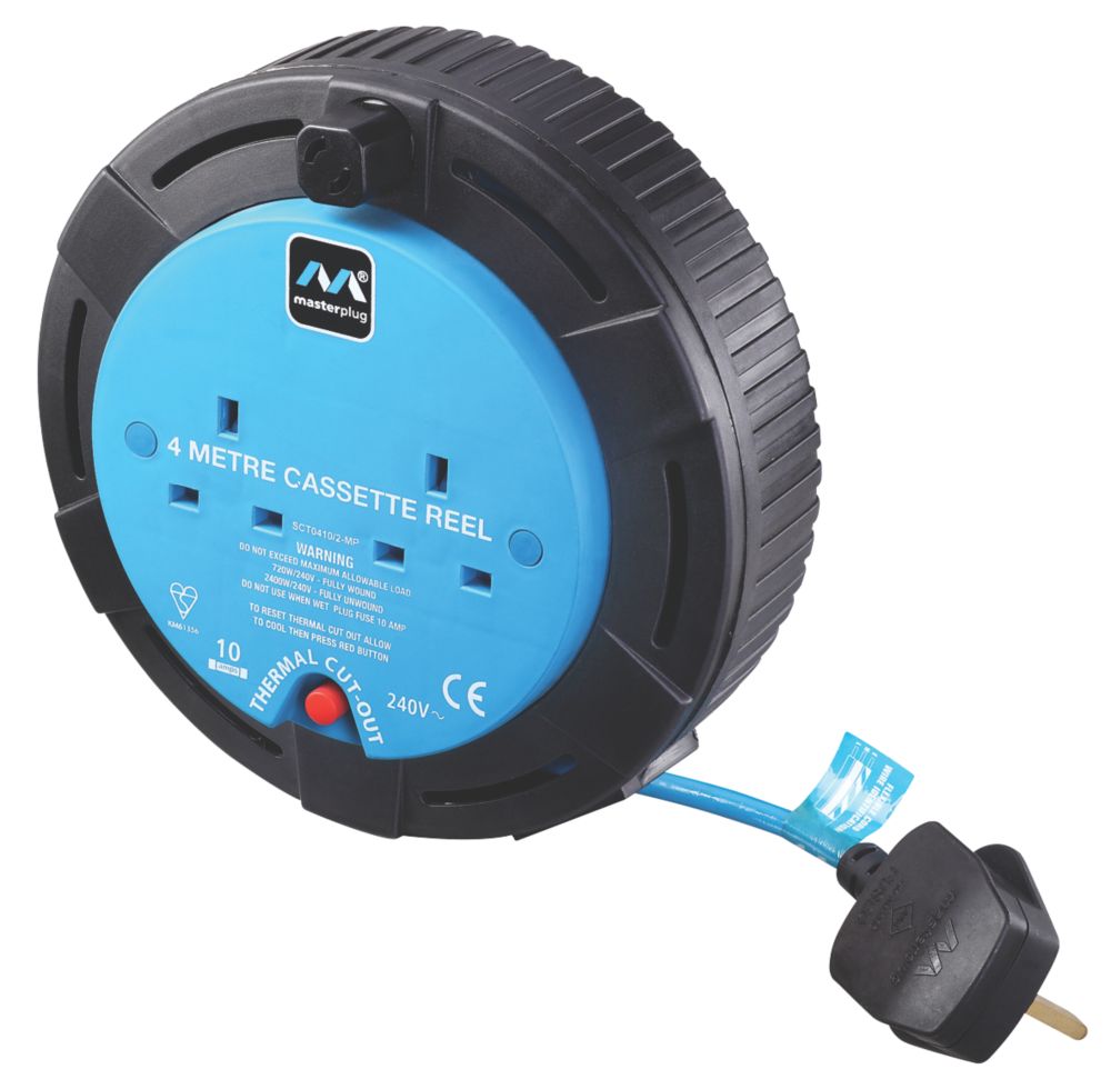 Masterplug SCT0410/2-XD 10A 2-Gang 4m Cable Reel 240V - Screwfix