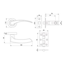 Smith & Locke Blencathra Door Handle, Latch & Hinge Set Matt Black 6 Pcs
