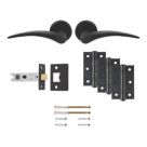 Smith & Locke Blencathra Door Handle, Latch & Hinge Set Matt Black 6 Pcs