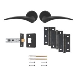 Smith & Locke Blencathra Door Handle, Latch & Hinge Set Matt Black 6 Pcs