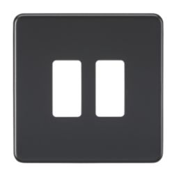 Knightsbridge  2-Module Grid Faceplate Matt Black