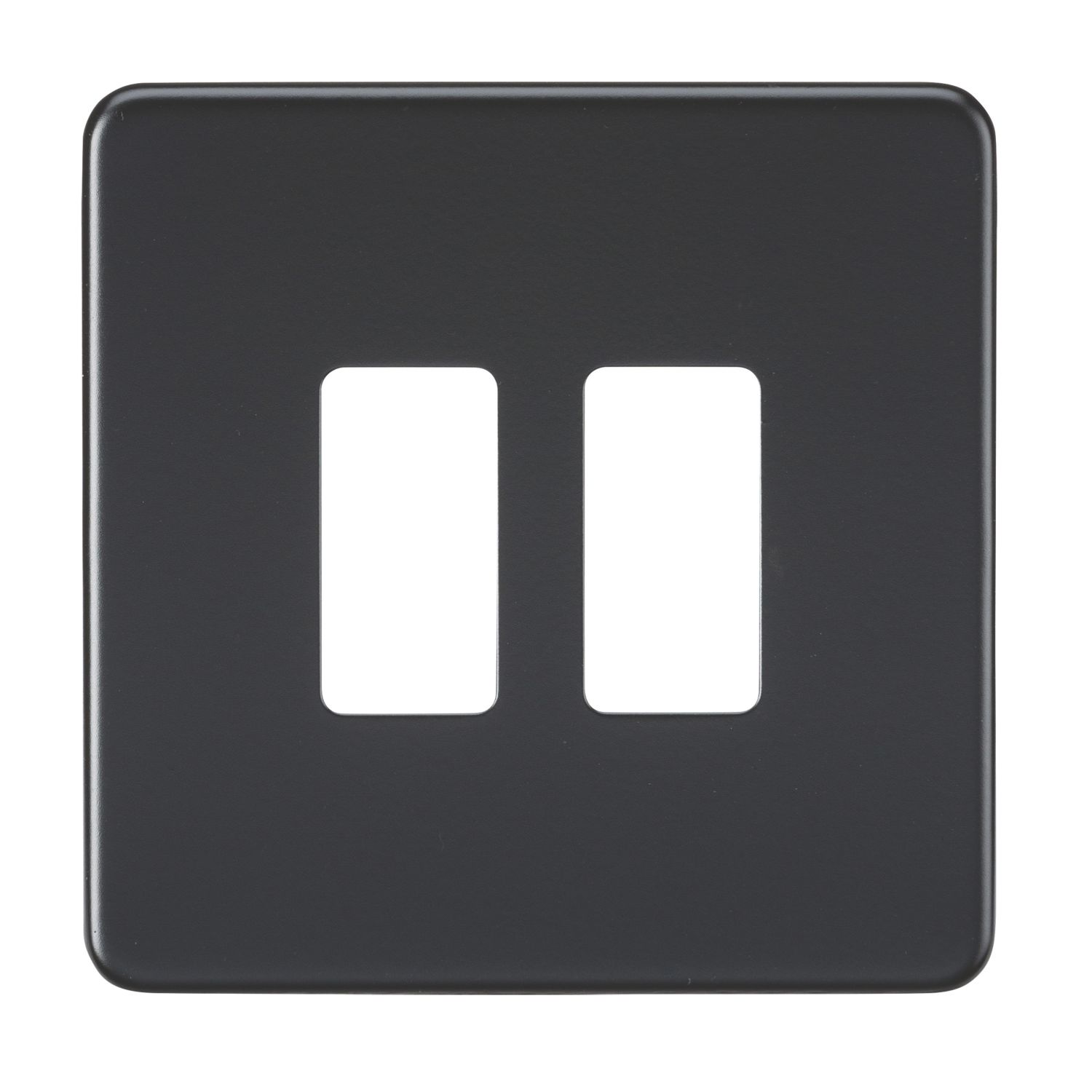 Knightsbridge 2-Module Grid Faceplate Matt Black (551CR)