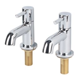 Refurb Swirl Ola Chrome 105mm Cloakroom Lever 2 Tap Holes Basin Pillar Tap