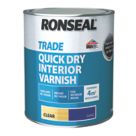 Ronseal 750ml Clear Satin Water-Based Interior Wood Varnish