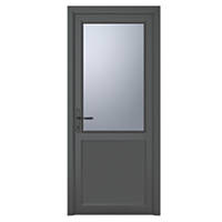 Crystal  2-Panel 1-Frosted Light RH Anthracite Grey uPVC Back Door 2090 x 840mm