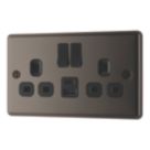 LAP  13A 2-Gang SP Switched Socket + 2.4A 12W 2-Outlet Type A & C USB Charger Black Nickel with Black Inserts