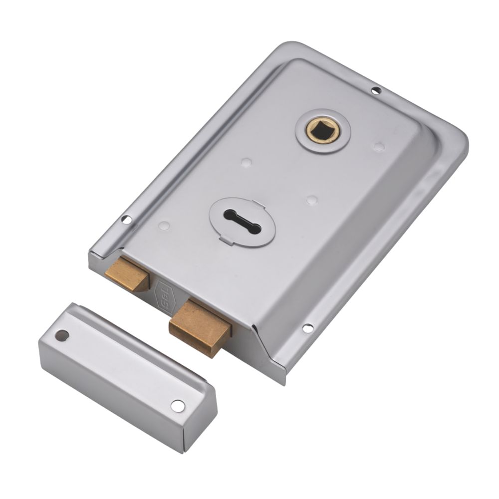 Smith & Locke Rim Lock Satin Nickel 154mm x 107mm Screwfix