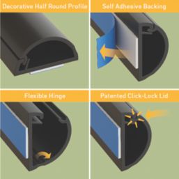 D-Line PVC Black Micro Trunking Pack 34 Pieces