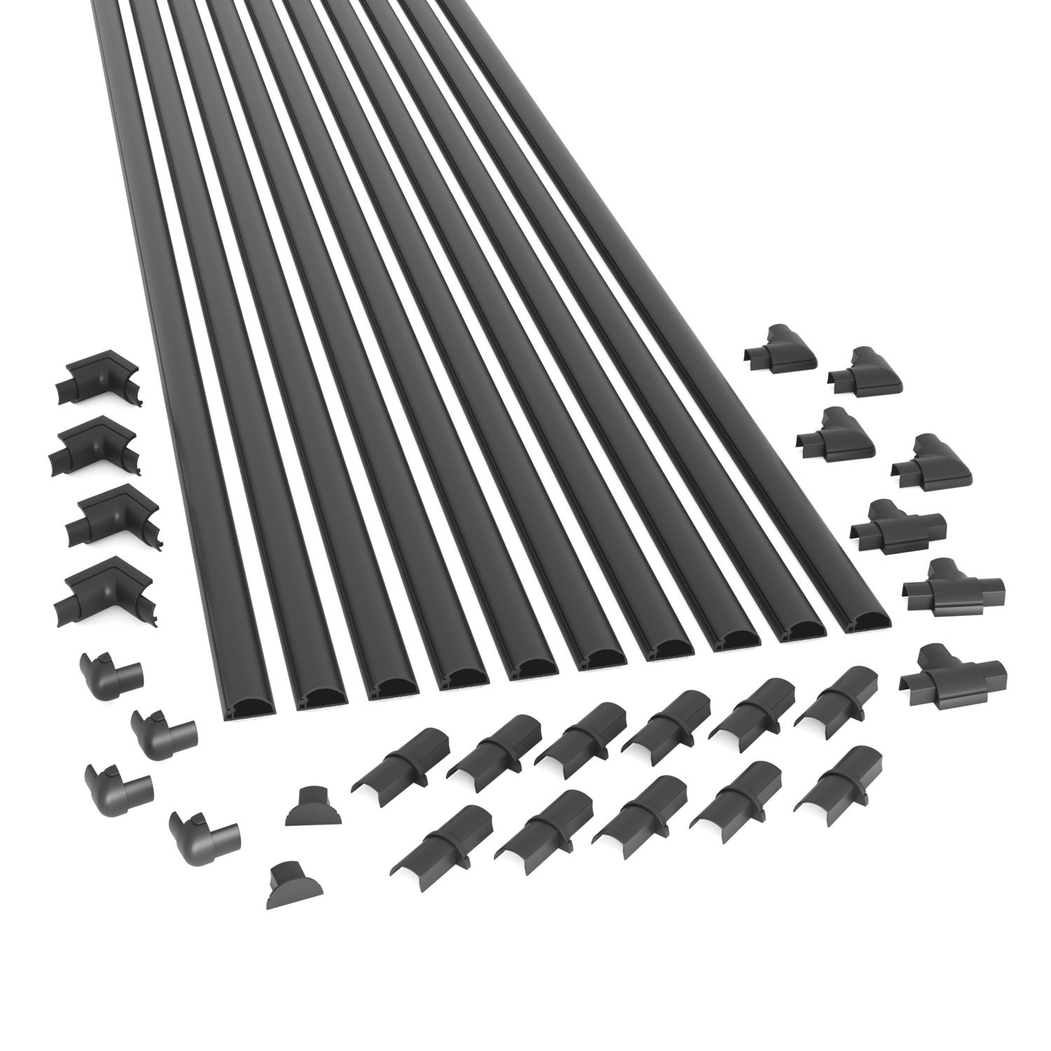 D-Line PVC Black Micro Trunking Pack 34 Pieces (551RA)