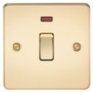 Knightsbridge  20A 1-Gang DP Control Switch Polished Brass with LED
