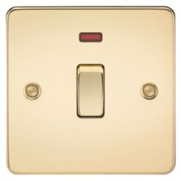 Knightsbridge  20A 1-Gang DP Control Switch Polished Brass with LED