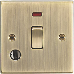 Knightsbridge  20A 1-Gang DP Control Switch & Flex Outlet Antique Brass with LED
