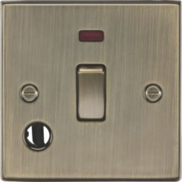 Knightsbridge  20A 1-Gang DP Control Switch & Flex Outlet Antique Brass with LED
