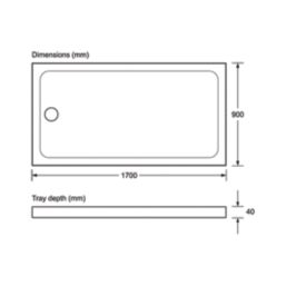 Mira Flight Safe Rectangular Shower Tray White 1700mm x 900mm x 40mm