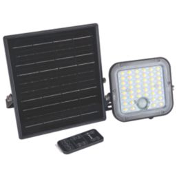 Luceco Mensa Outdoor LED Solar-Powered Floodlight With PIR Sensor Black 1500lm
