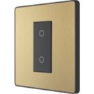 British General Evolve 1-Gang 2-Way LED Single Master Trailing Edge Touch Dimmer Switch  Satin Brass with Black Inserts