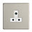 Contactum Lyric 5A 1-Gang Unswitched Round Pin Socket Brushed Steel with White Inserts