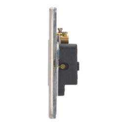 Contactum Lyric 5A 1-Gang Unswitched Round Pin Socket Brushed Steel with White Inserts