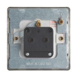 Contactum Lyric 5A 1-Gang Unswitched Round Pin Socket Brushed Steel with White Inserts