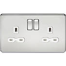 Knightsbridge SFR9000PCW 13A 2-Gang DP Switched Double Socket Polished Chrome  with White Inserts