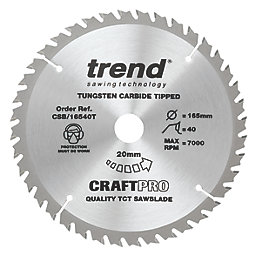 Trend CraftPro CSB/16540T Wood Thin Kerf Circular Saw Blade 165mm x 20mm 40T