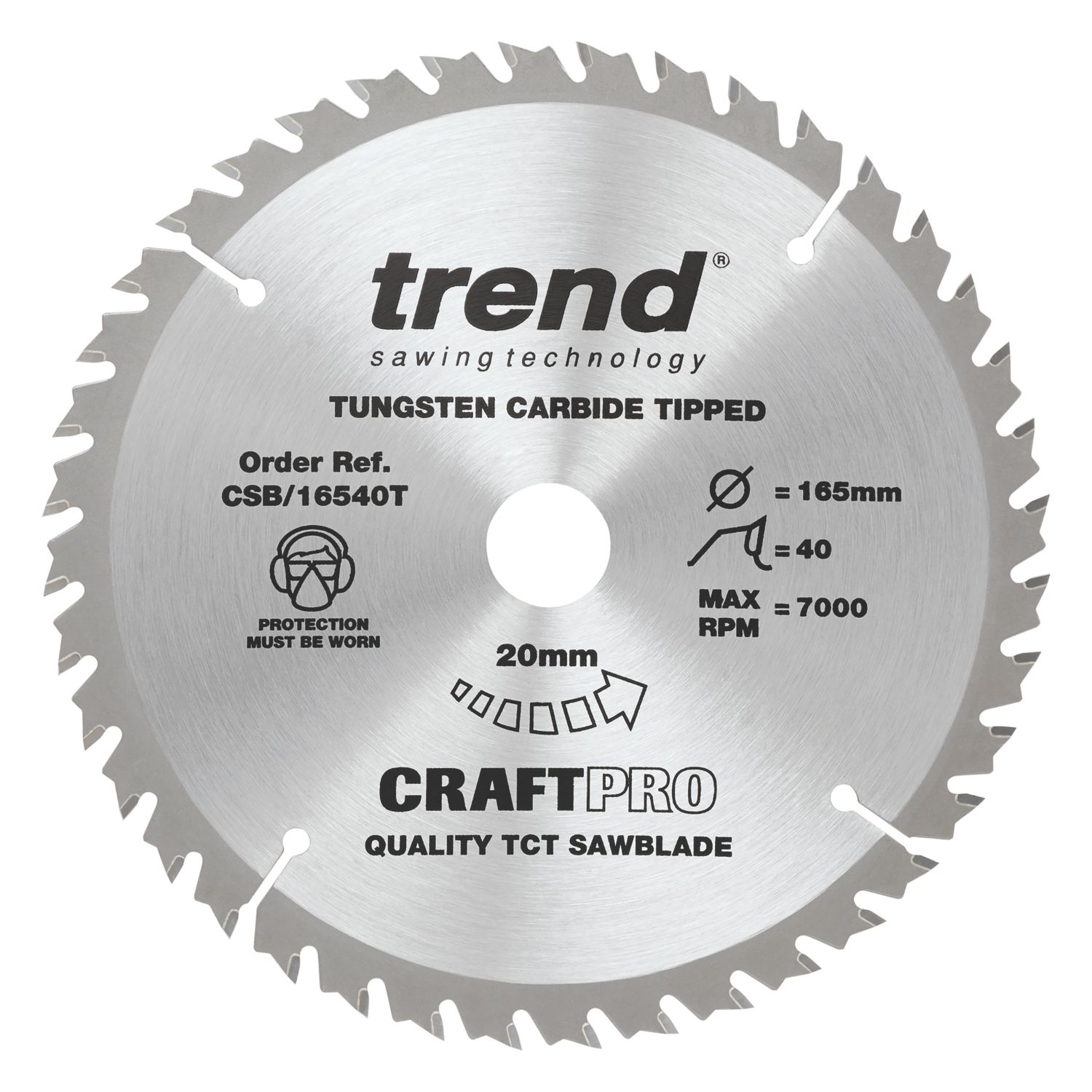 Trend CSB/16540T Wood Thin Kerf Circular Saw Blade 165mm x 20mm 40T (552XG)
