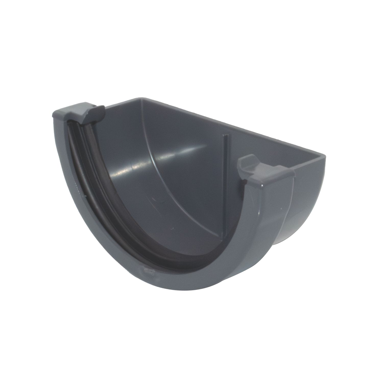 FloPlast MiniFlo Half Round External Stop End Anthracite Grey 76mm (552YE)