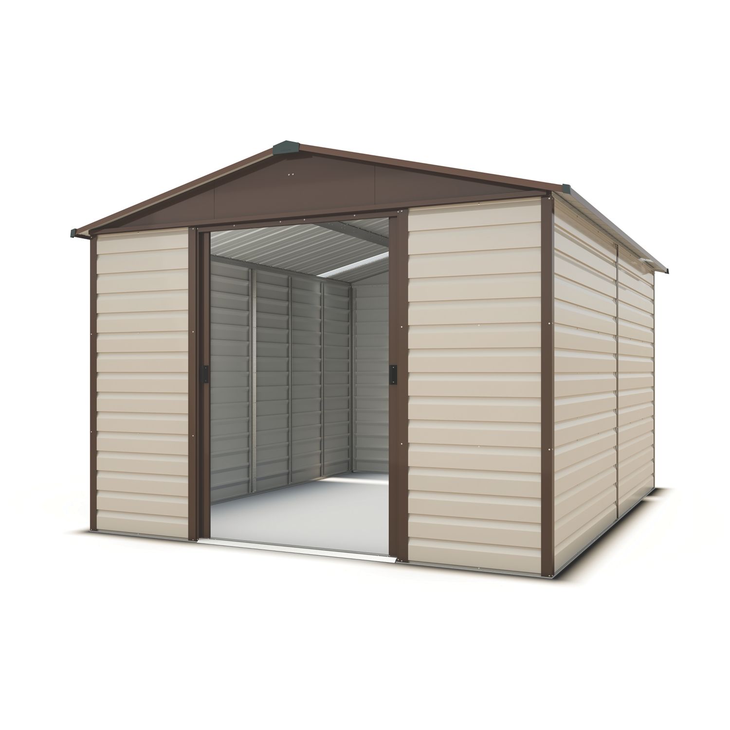 Yardmaster 9' 6" x 12' (Nominal) Apex Shiplap Metal Shed Stone Grey (55308)
