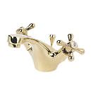 Swirl  Traditional Bathroom Basin Mono Mixer Taps Gold Pair w/ Pop-Up Waste Gold