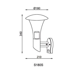 Essentials  Outdoor Cone Wall Light With PIR Sensor Stainless Steel Effect