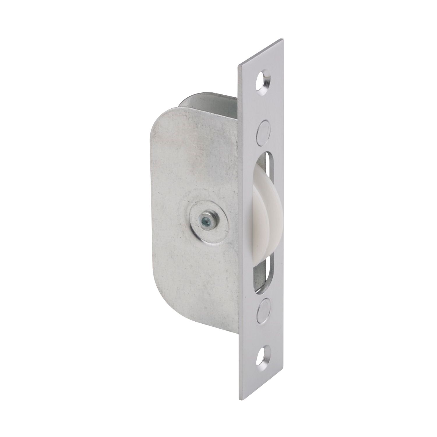 Carlisle Brass Sash Window Axle Pulley & Nylon Wheel Satin Chrome 117mm x 42mm (5536P)