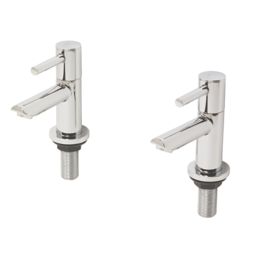 Refurb Swirl Essential Chrome 108mm Cloakroom Lever 2 Tap Holes Basin Pillar Tap