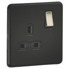 Knightsbridge  13A 1-Gang 2-Pole Switched Socket Matt Black