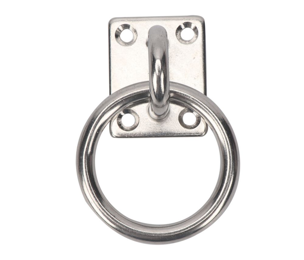 Essentials Stainless Steel Ring on Plates 50mm x 40mm 2 Pack - Screwfix