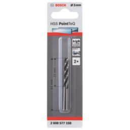 Bosch PointTeQ Straight Shank Metal Drill Bit 3mm x 61mm 2 Pack